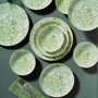 Hermia GBSATN18KY1R41864 Juego de Cena de Porcelana 18 Piezas Verde Pistacho y Blanco Apto Lavavajillas Microondas Servicio para 6 Personas